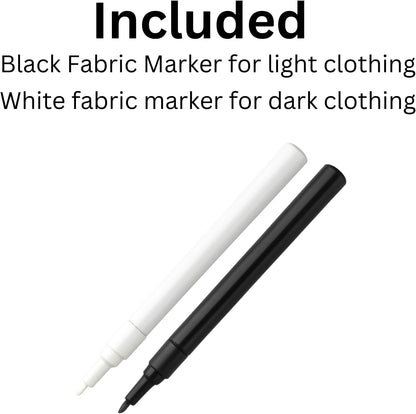 HowseHold Laundry Marker Pens (Pack of 2) Black and White Fabric Permanent Markers for Clothes, School Uniform Dark and Light Farbics Fine Nibs