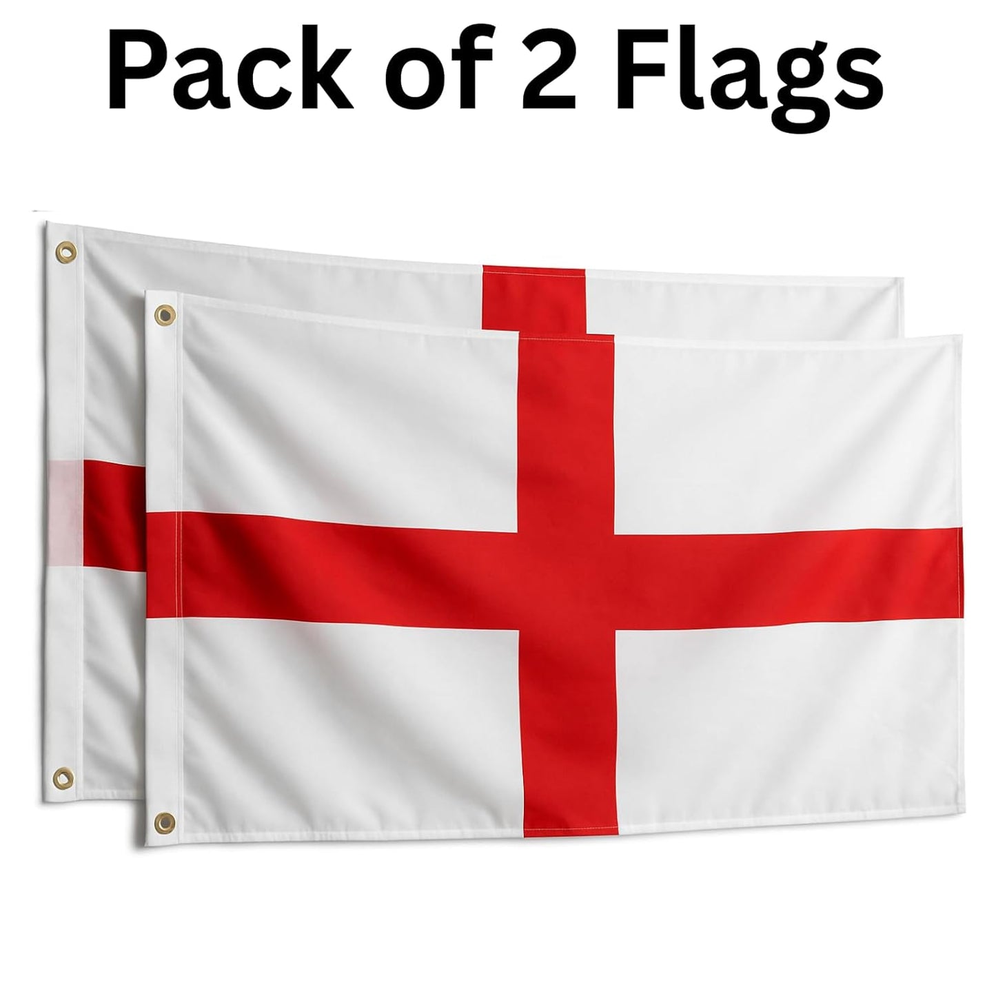 ENGLAND Flag St George’s Flag (PACK OF 2) 5ft x 3ft with Brass Eyelets for Football Rugby St George’s Day, Euro & World Cup, Festivals Parades Parties Homes Gardens & Patriotic Celebrations St George