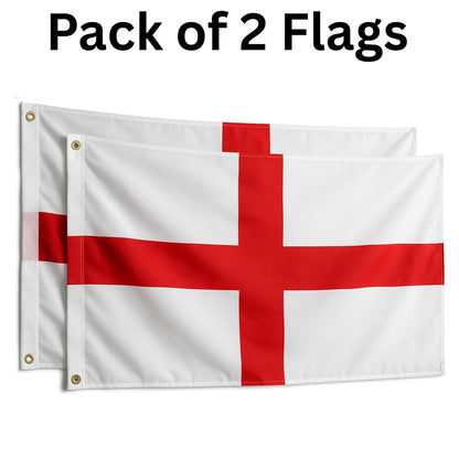 ENGLAND Flag St George’s Flag (PACK OF 2) 5ft x 3ft with Brass Eyelets for Football Rugby St George’s Day, Euro & World Cup, Festivals Parades Parties Homes Gardens & Patriotic Celebrations St George