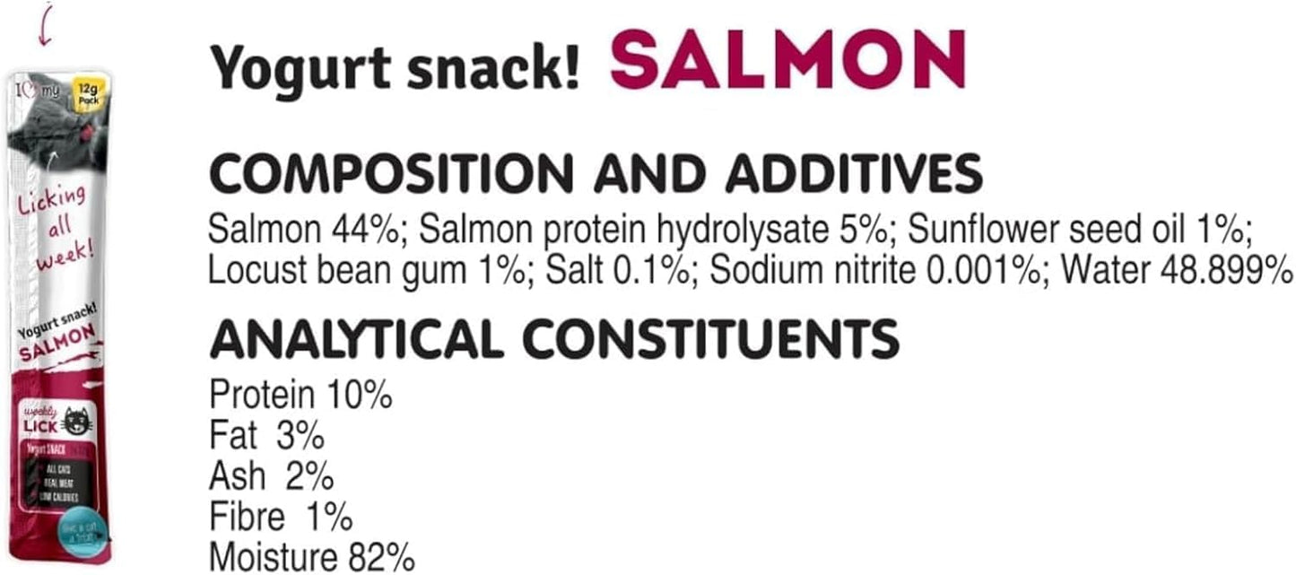 Cat Yoghurt Lickable Treats (25 Pack) Mixed Variety - Chicken, Salmon, Tuna & Shrimp – Creamy Cat Treats Made with Real Meat – 12g Each 4 Flavours