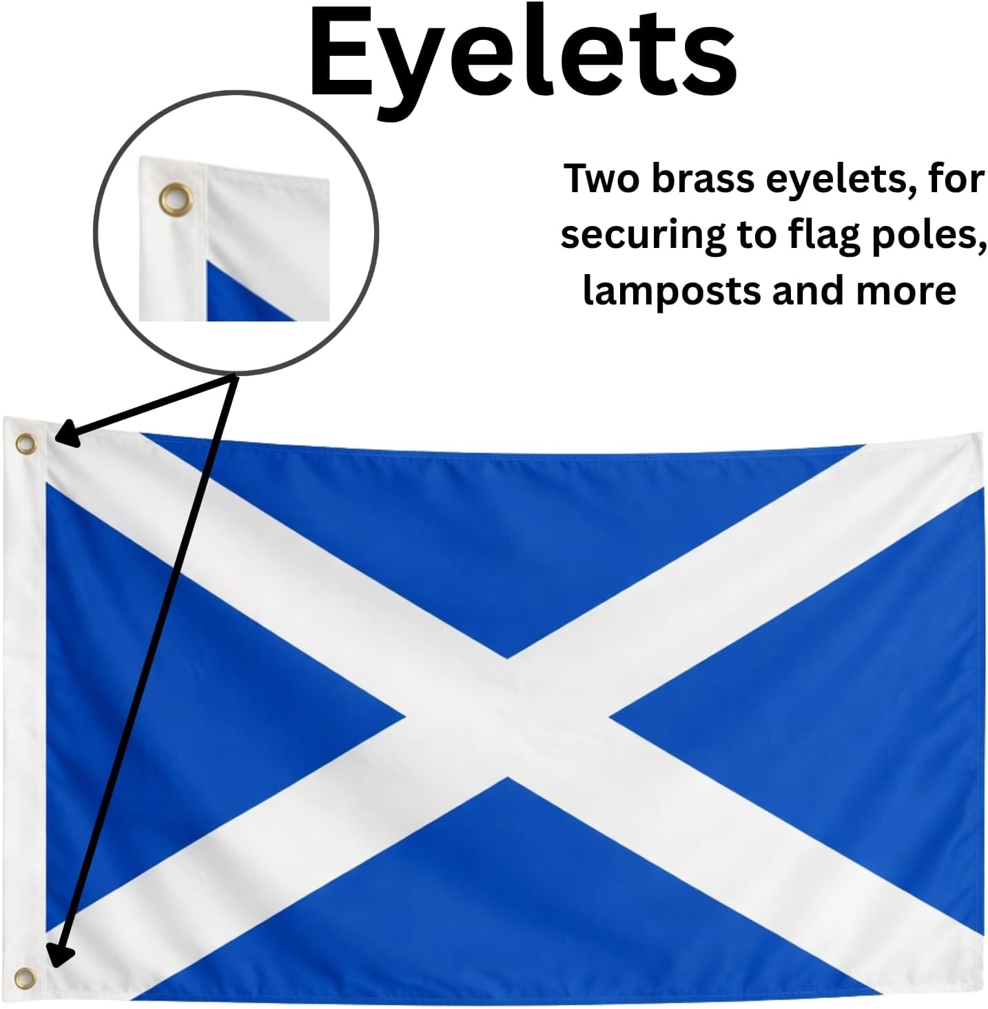 SCOTLAND Flag (Pack of 2) Scottish Saltire Flags 5ft x 3ft with Brass Eyelets, Large Scottish Flags for Football Rugby, Burns Night, St Andrew’s Day, Six Nations, Festivals, Parties, Home & Garden