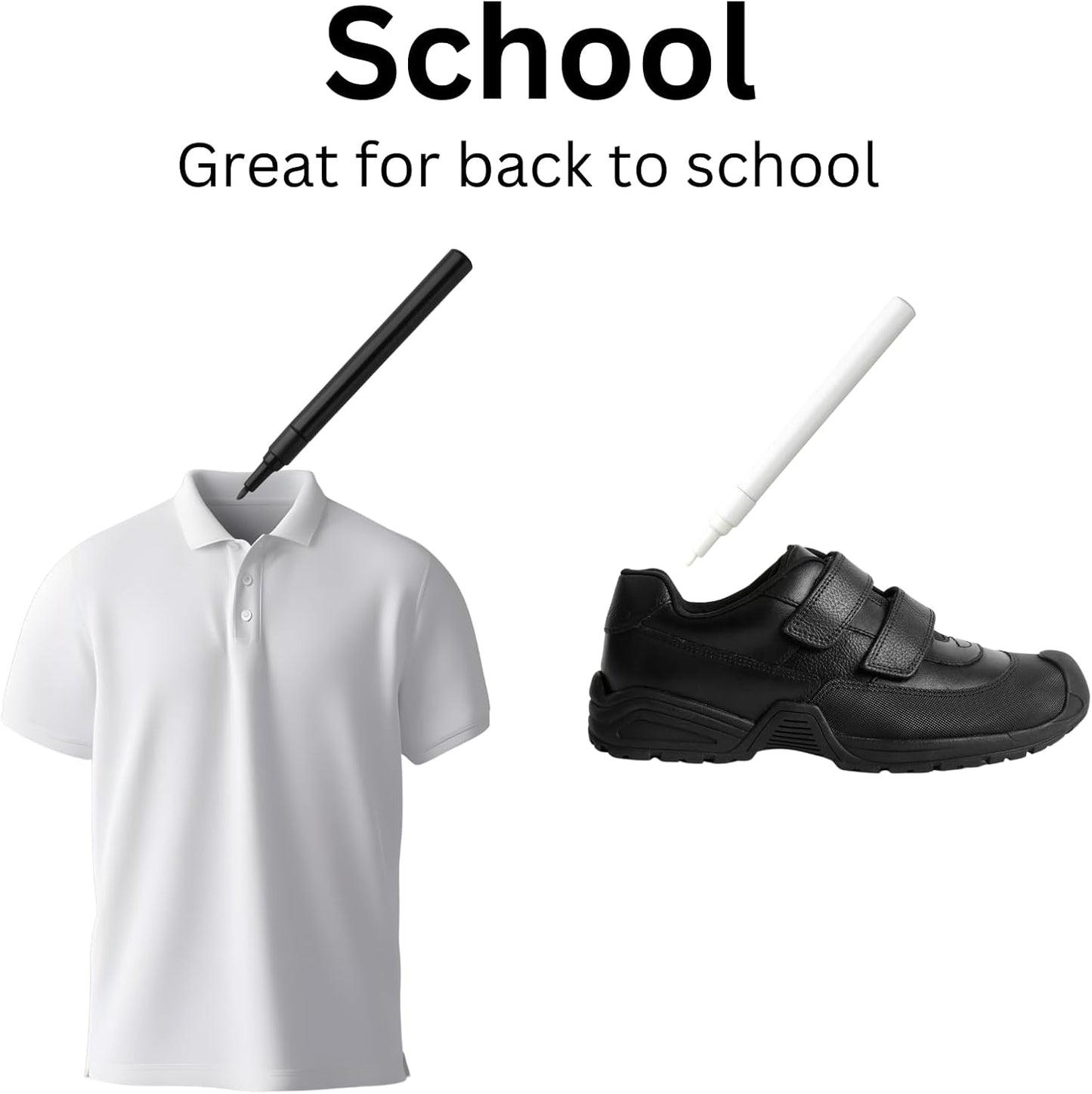 HowseHold Laundry Marker Pens (Pack of 2) Black and White Fabric Permanent Markers for Clothes, School Uniform Dark and Light Farbics Fine Nibs