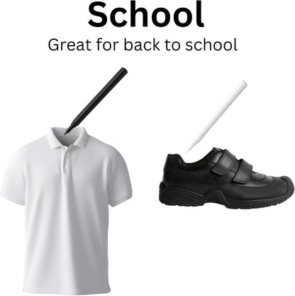 HowseHold Laundry Marker Pens (Pack of 2) Black and White Fabric Permanent Markers for Clothes, School Uniform Dark and Light Farbics Fine Nibs