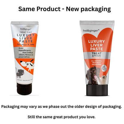 Liver Paste & Salmon Paste Tubes for Dogs and Cats 75g [Pack of 6] Grain Free, Hypoallergenic Luxury Liver Pate Ideal Training Aid, Medication Administering, Lick Matt