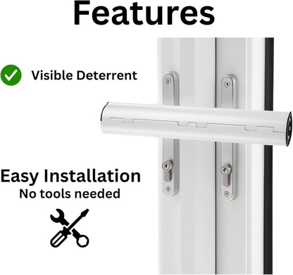 Patio Door Security Lock Fit for Double French Doors & Conservatory Doors, Reinforced Steel Handle Lock Bar for Horizontal Handles
