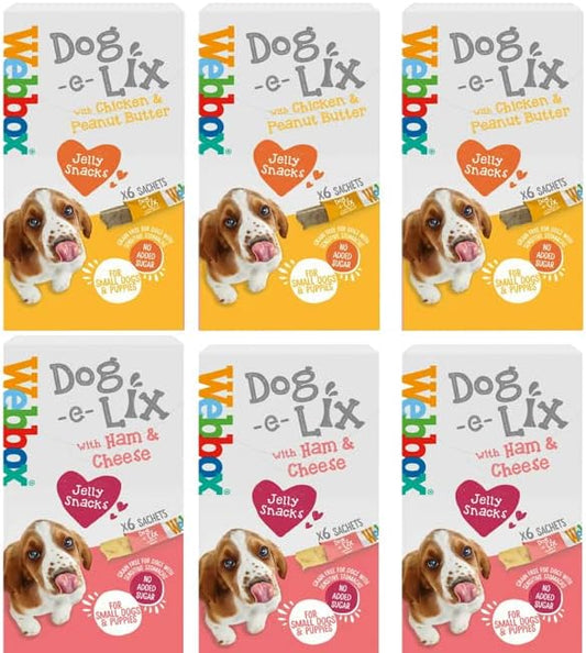 Webbox Dog-e-Lix Treats Variety Pack Chicken and Peanut Butter, Ham and Cheese Jelly Treats