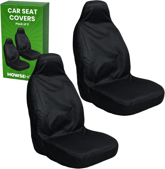HowseHold Car Seat Covers Front Seats Pack of 2 Universal Fit, Water Resistant, Easy to Clean & Install, Protects Against Dirt, Spills, Mud & Pet Hair Seat Protectors