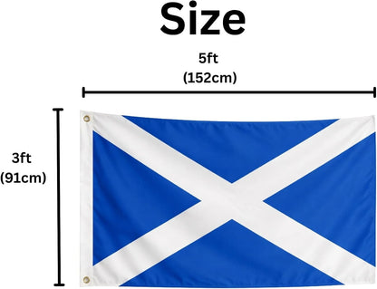 SCOTLAND Flag (Pack of 2) Scottish Saltire Flags 5ft x 3ft with Brass Eyelets, Large Scottish Flags for Football Rugby, Burns Night, St Andrew’s Day, Six Nations, Festivals, Parties, Home & Garden