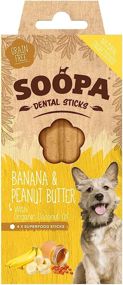 Soopa Banana and Peanut Butter Natrual Dental Sticks for Dogs