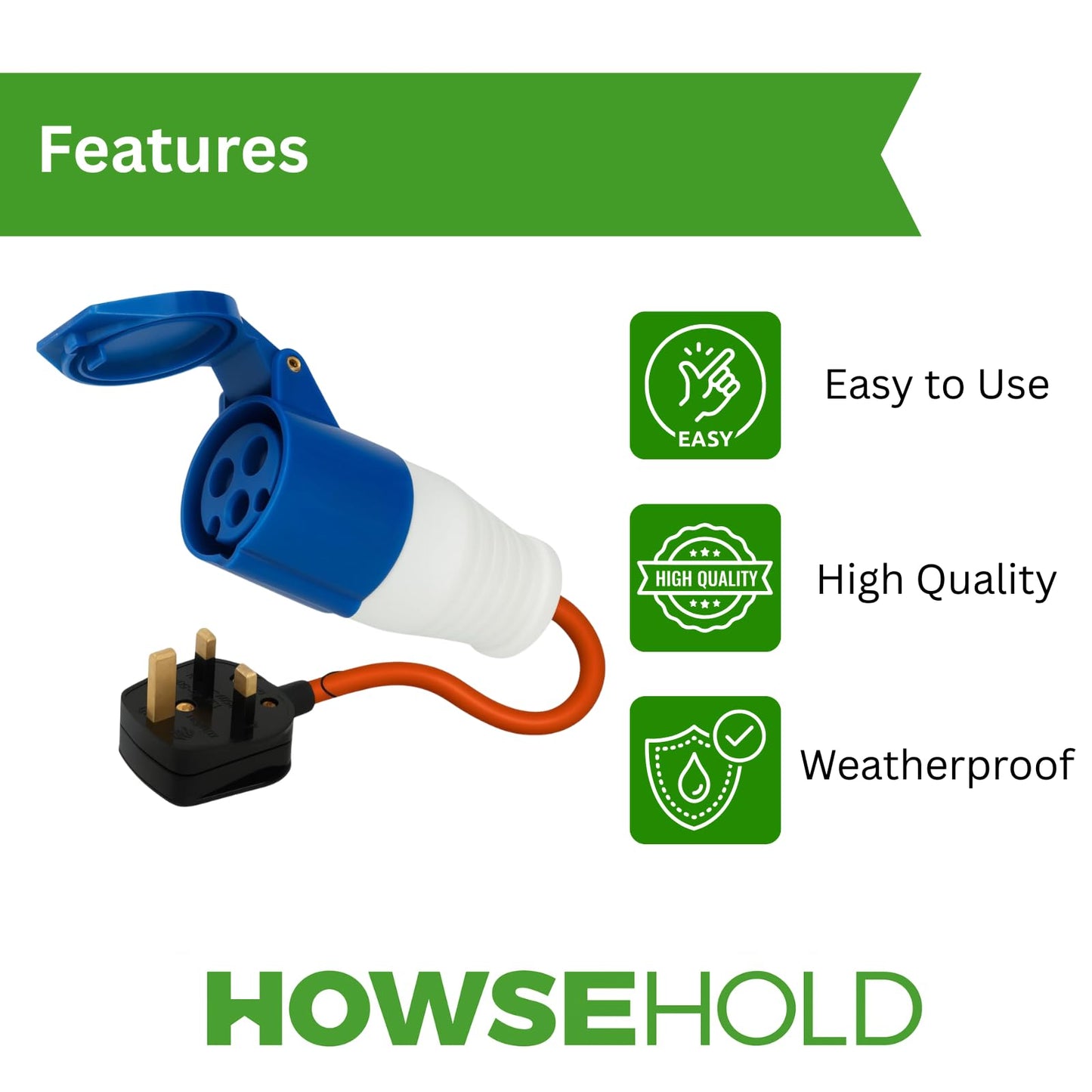 16amp to 13amp Adapter 3 Pin to UK Socket Converter 110v To 240v Converter Hook Up Camping, Generators & Caravan Mains Hookup 250V 16A Electric 16amp Plug Sockets