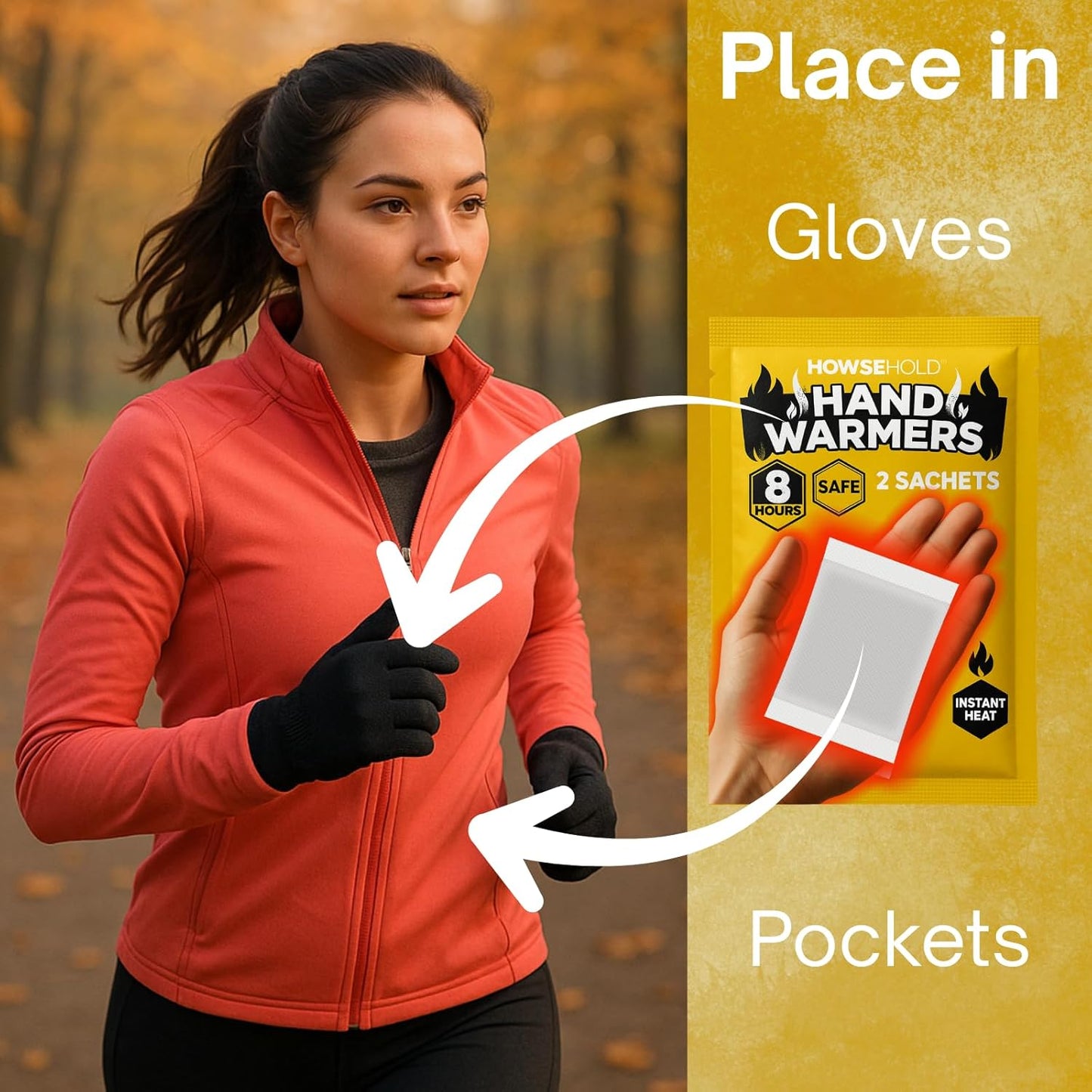 Hand Warmers - 20 Pairs - 8 Hours of Heat Air Activated Glove or Pocket Warming Sachets for Outdoor Activities Football, Golf, Skiing, Hiking, Sport Spectating