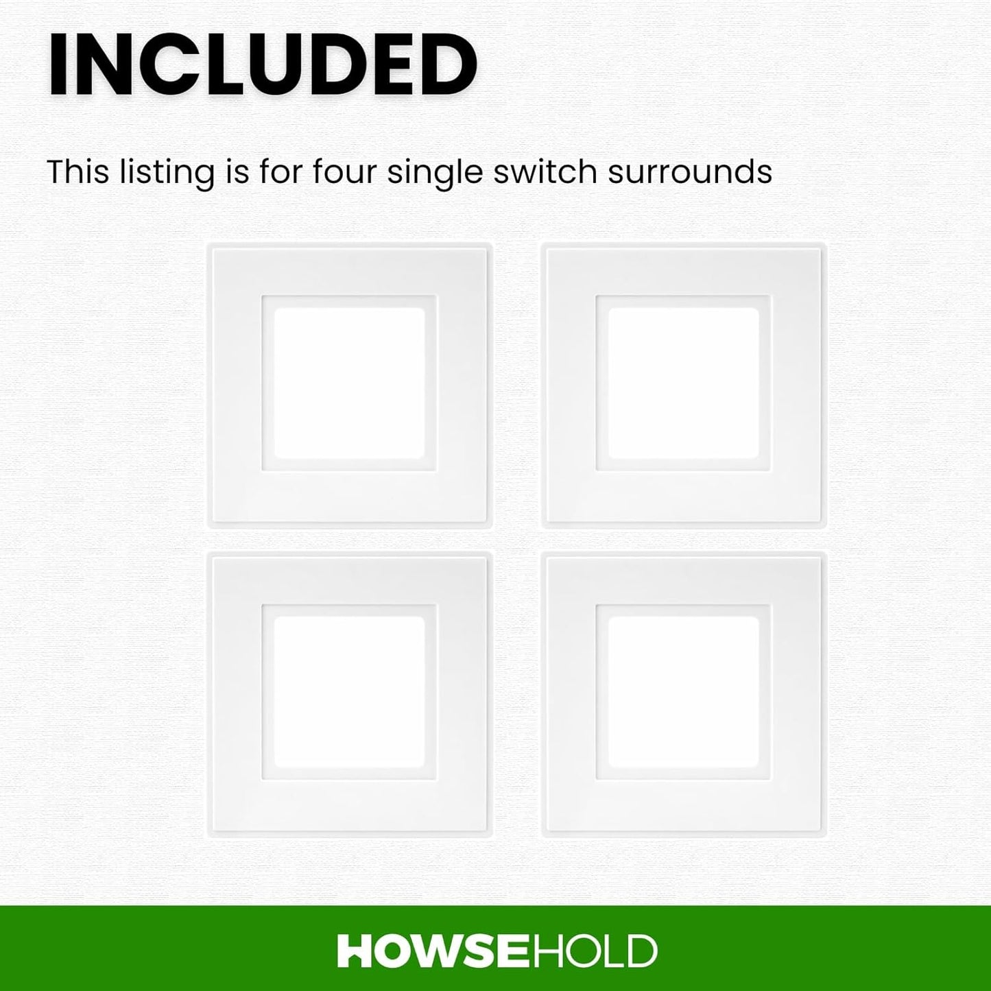 Light Switch Surround Cover Plate, White Finger Plates for Single Switches and 1-Gang Sockets, Pack of 4