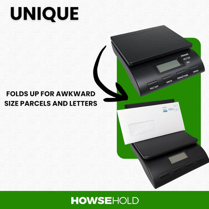 Digital Postal Scale, Electronic Weighing Scale with LCD Display, Multiple Units (Grams, Kilograms, Pounds, Ounces), Zero/Tare Function, Hold Feature, Up to 36 KG Capacity, Black