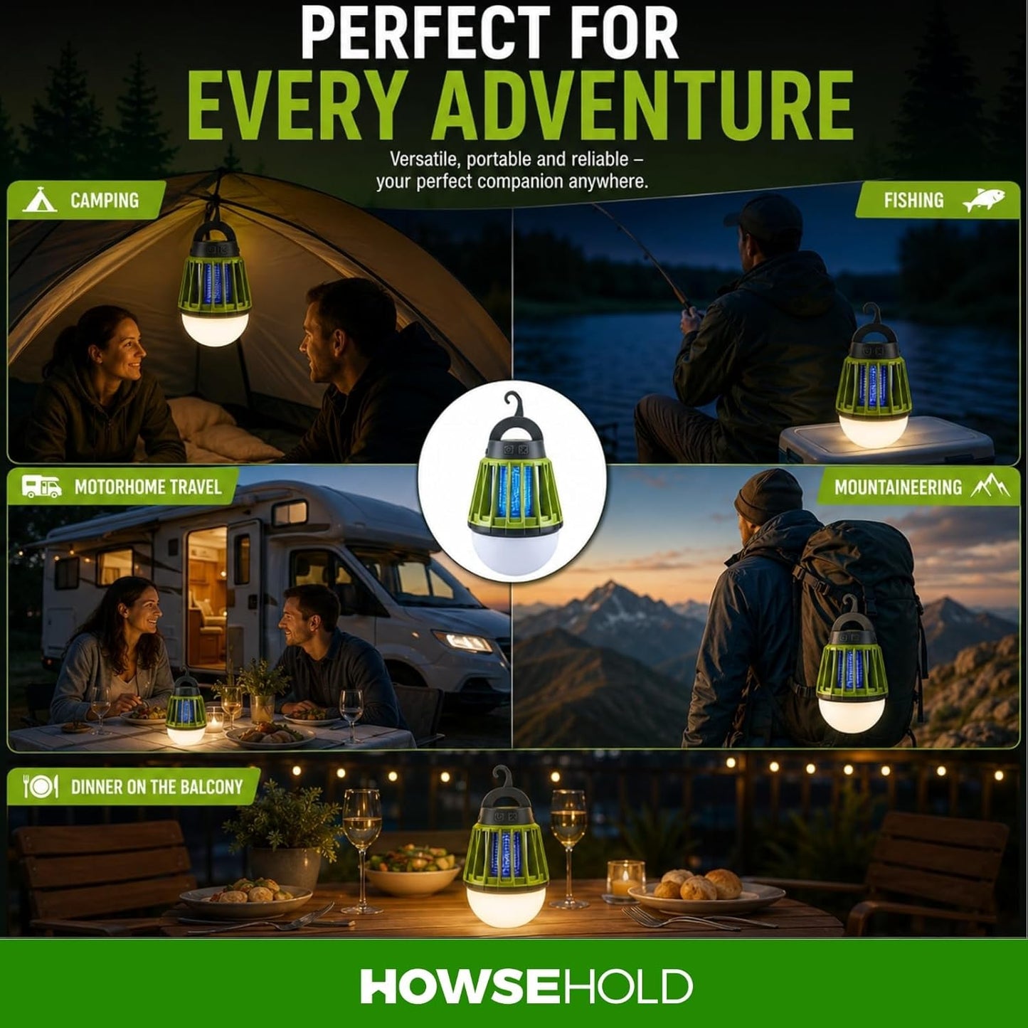 Mosquito Repellent Lamp, 2 in 1 Lantern and Bug Killer, USB Rechargeable, Portable Camping Light for Camping, Campervan and Motorhome