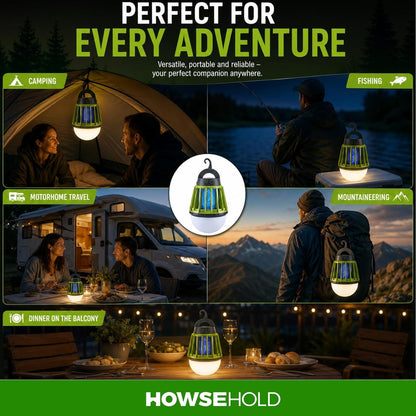 Mosquito Repellent Lamp, 2 in 1 Lantern and Bug Killer, USB Rechargeable, Portable Camping Light for Camping, Campervan and Motorhome