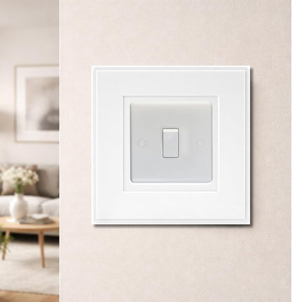 Light Switch Surround Cover Plate, White Finger Plates for Single Switches and 1-Gang Sockets, Pack of 4