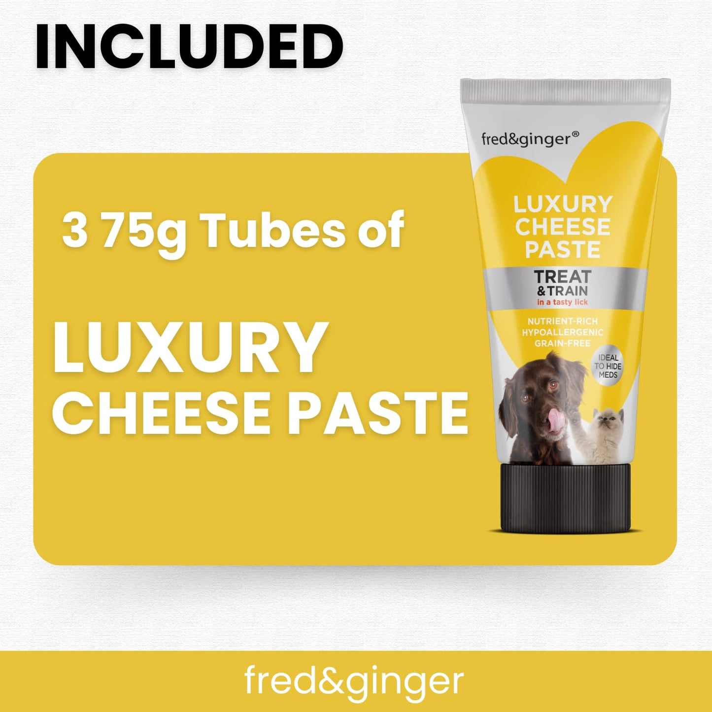 Cheese Paste Tube Treats for Dogs and Cats 75g (Pack of 6) Grain Free, Hypoallergenic Ideal Treat for Training, Walks, Recall, Medication & Rewarding Your Pet