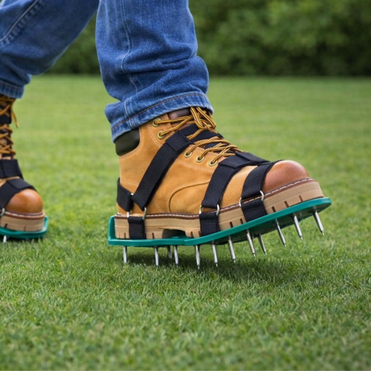 HowseHold Lawn Aerator Shoes - Heavy Duty Spiked Aerating Sandals with Adjustable Straps and Metal Spikes - Lawn Scarifier and Aerator Shoes for Grass, Garden, Yard, Soil Aeration Tool