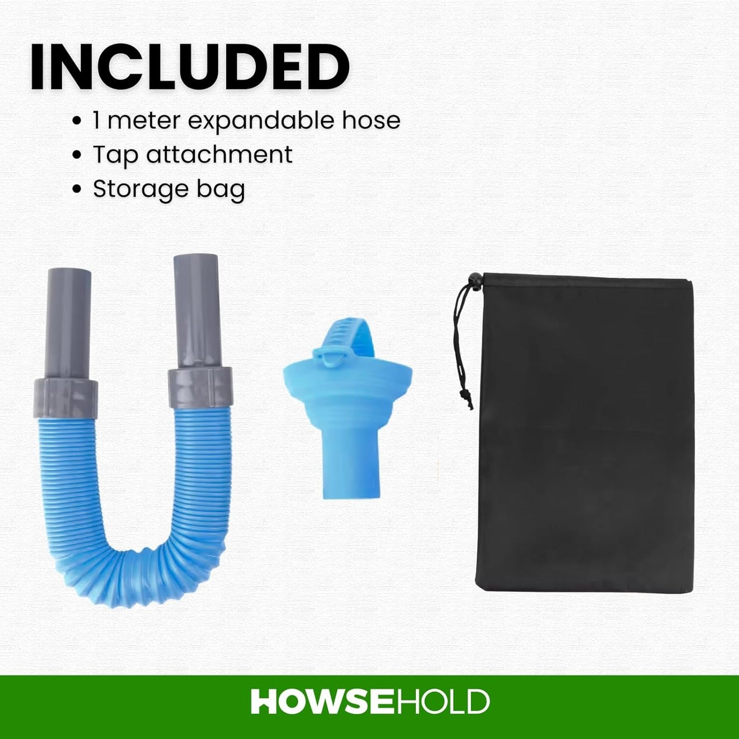 HowseHold Collapsible Fresh Water Hose (1 Meter) Extendable Tap Connector Hose for Filling Water Containers/Aquaroll Perfect for Caravan Motorhomes and Camping
