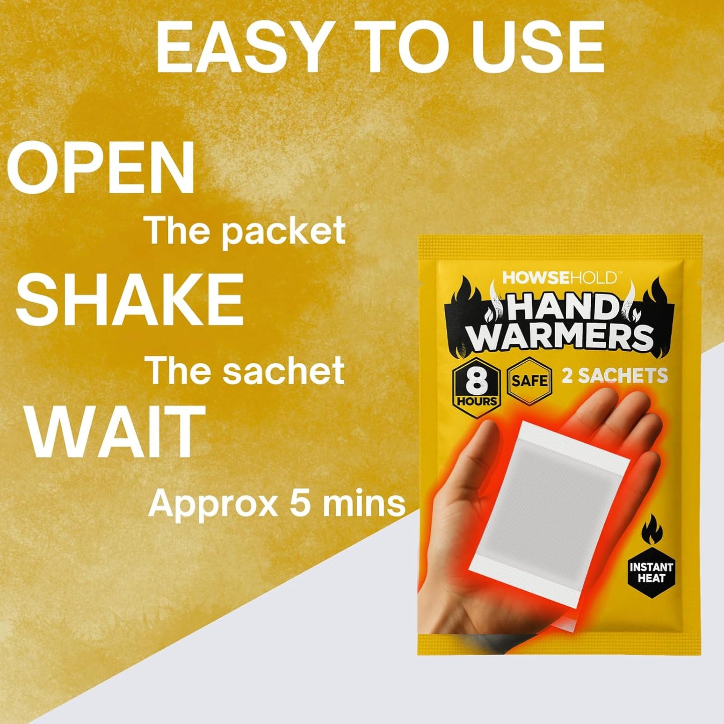 Hand Warmers - 20 Pairs - 8 Hours of Heat Air Activated Glove or Pocket Warming Sachets for Outdoor Activities Football, Golf, Skiing, Hiking, Sport Spectating