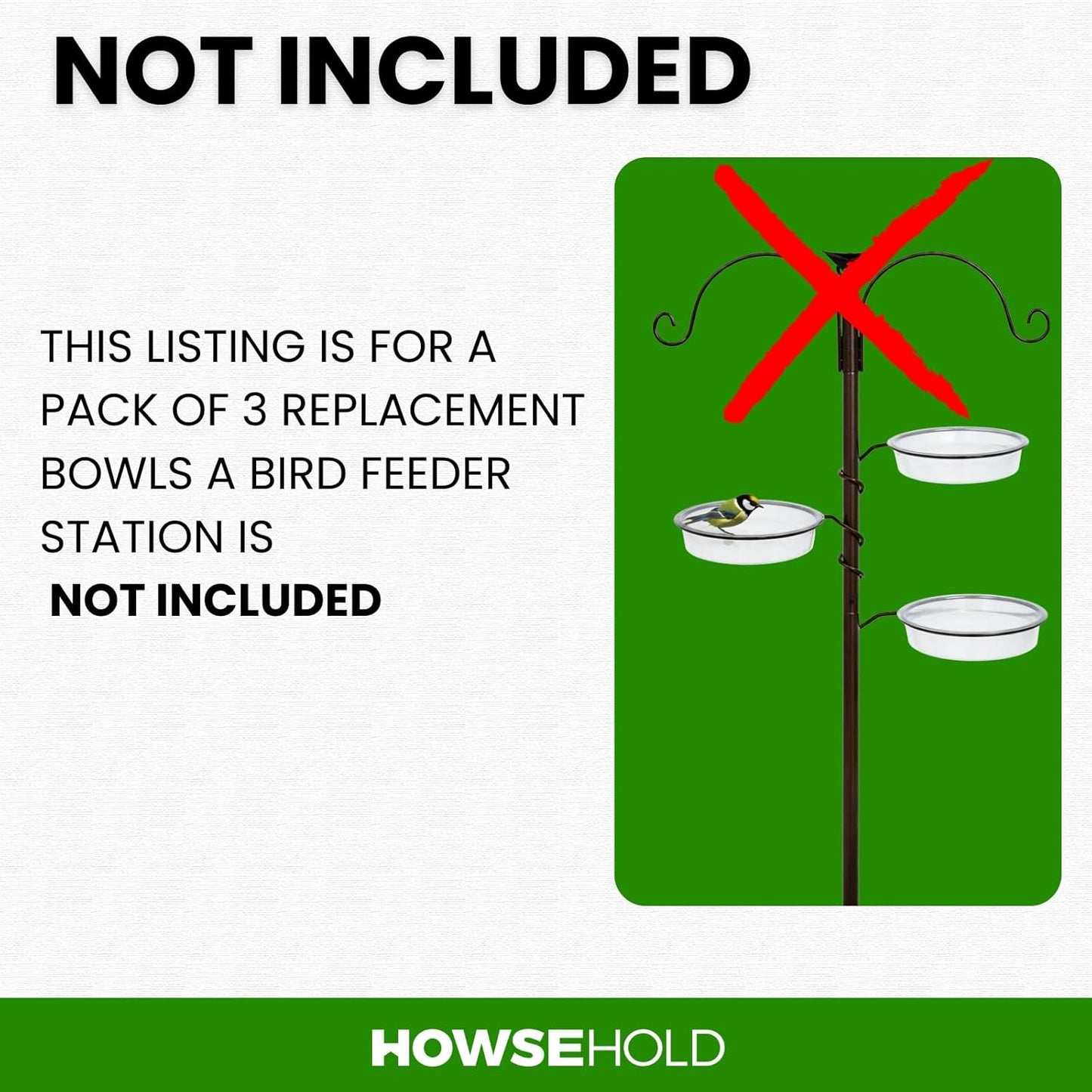 Replacement Plastic Wild Bird Water Dish/Bowl (Pack of 3) For Outdoor Bird Stations Perfect for Water, Bird Seed and Bird Baths