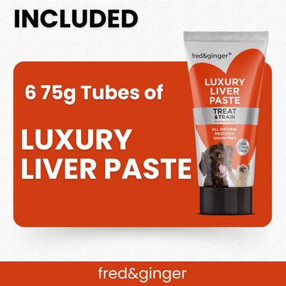 Liver Paste & Salmon Paste Tubes for Dogs and Cats 75g [Pack of 6] Grain Free, Hypoallergenic Luxury Liver Pate Ideal Training Aid, Medication Administering, Lick Matt
