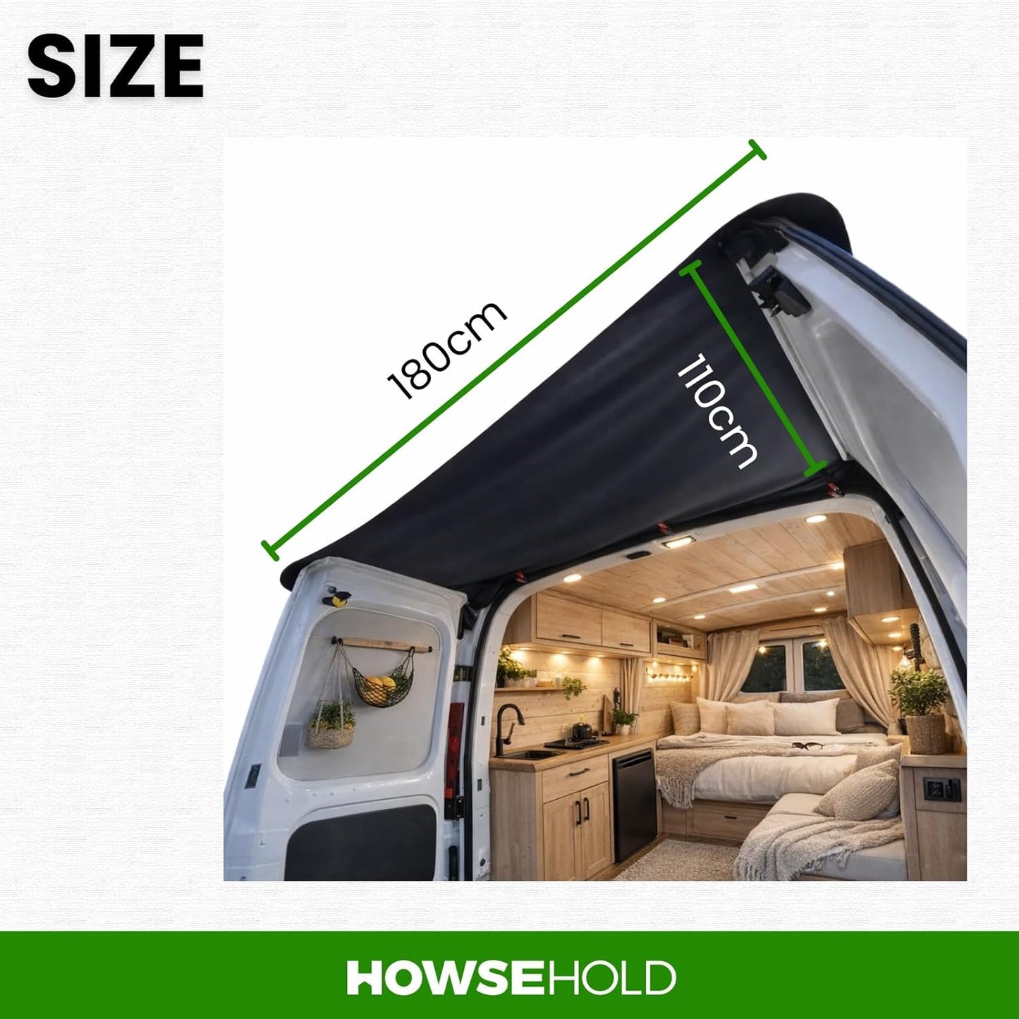 Rear Van Barn Door Awning Cover - Weather and Sun Protection for Vans and Campers Universal Fit Transits, Ducato, Vivaro, VW