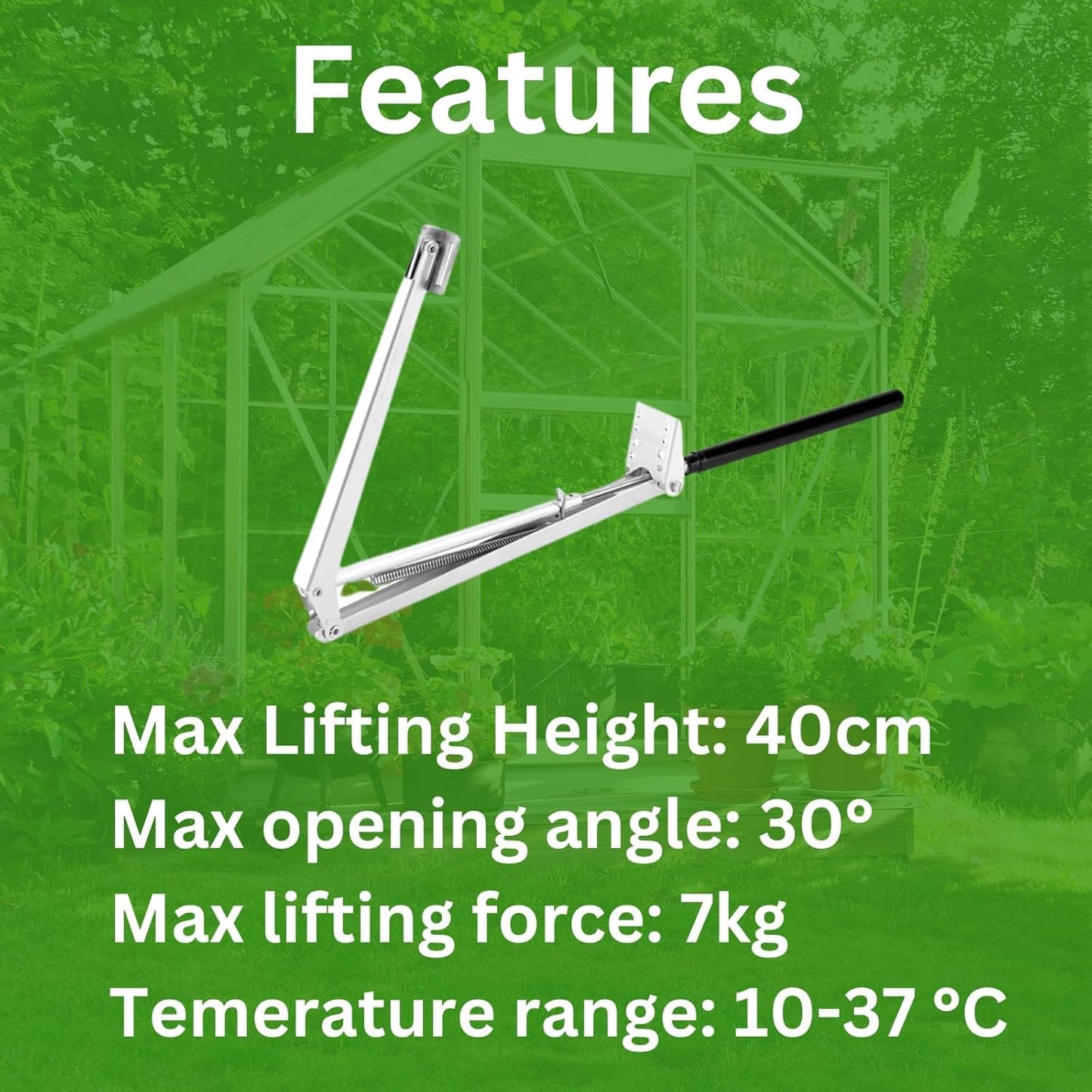 Automatic Greenhouse Window Opener 7kg Lifting Force 10-37°C Heat-Sensitive Solar Powered Auto Roof Vent for Greenhouse Temperature Control UK