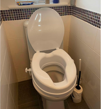 Raised Toilet Seat 4inch 10cm with Lid for Elderly and Disabled, Comfortable Raised Toilet Riser for Adults, Ideal for Elderly and Limited Mobility Aid