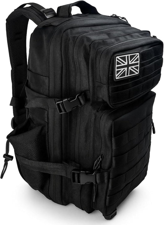 Military Tactical Backpack 45L Heavy-Duty Water-Resistant Rucksack with Webbing 6 Compartments & Padded Back Support Ideal for Hiking, Athletes, Gym, Travel, Sports, Camping & Everyday Carry