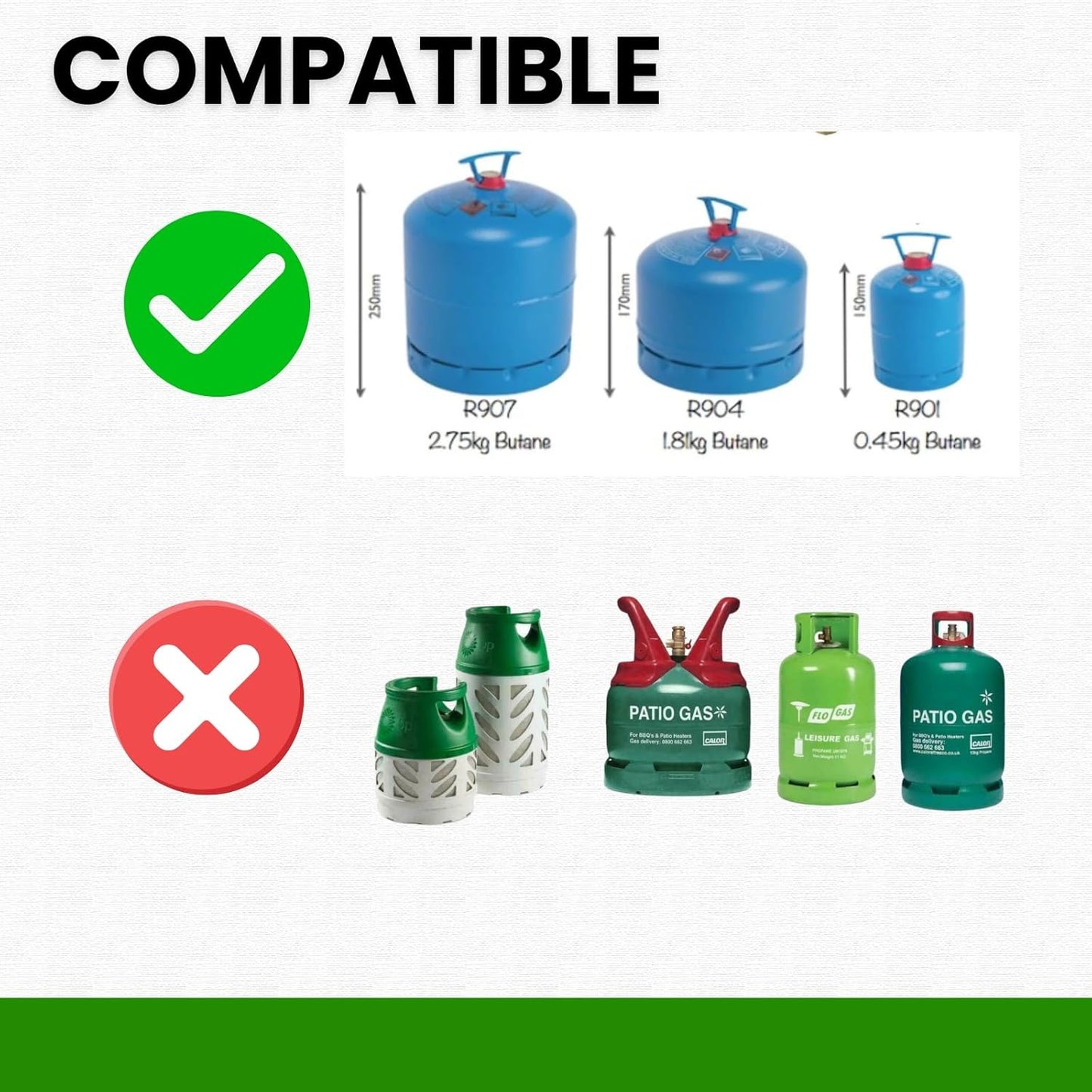 HowseHold 30mbar Butane Gas Regulator with 2m Hose and Clips, for 901 904 907 Cylinders, Tap Control, Camping, BBQ, Caravan