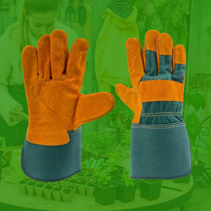 HowseHold Heavy Duty Leather Gardening Gloves Warm, Thorn Proof, Durable Work Gloves for Men & Women Ideal for Pruning, Landscaping, Farming, and Outdoor Jobs One Size Fits All