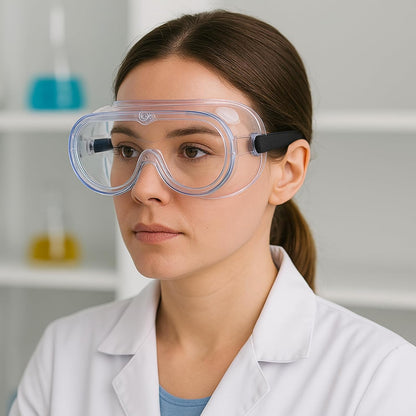 HowseHold Safety Goggles (Pack of 8) Anti Fog Protective Safety Glasses Chemical Splash Resistant Clear Eye Protection for Home Lab Workplace Comfortable Strap