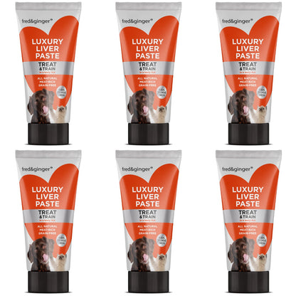 Liver Paste & Salmon Paste Tubes for Dogs and Cats 75g [Pack of 6] Grain Free, Hypoallergenic Luxury Liver Pate Ideal Training Aid, Medication Administering, Lick Matt