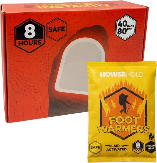 Foot Warmers - 40 Pairs - 8 Hours of Heat Air Activated Glove or Pocket Warming Sachets for Outdoor Activities Football, Golf, Skiing, Hiking, Sport Spectating