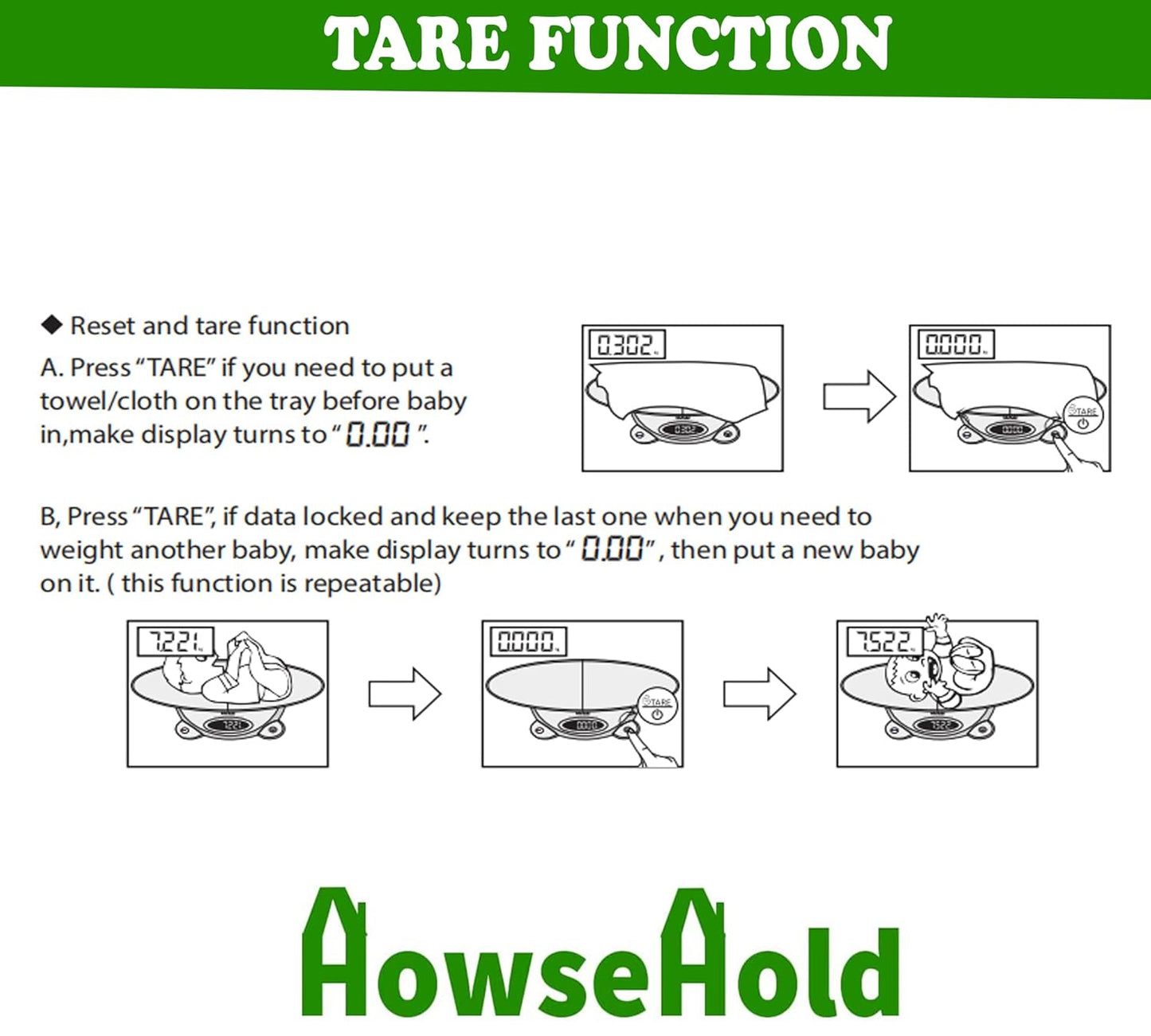 Digital Baby Scales - Baby to Adult Weighing Scales Up to 120kg Safe Curved Platform Measures KG / lb / Stone with Tare Function