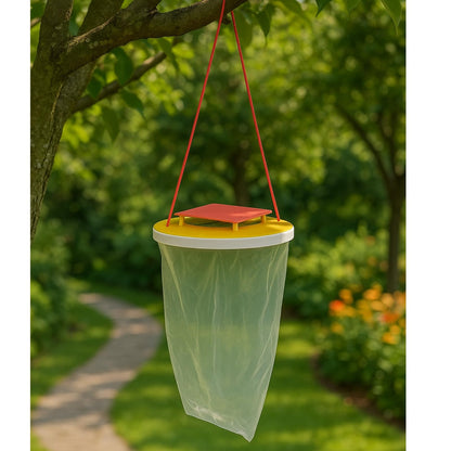 Fly Trap (Pack of 2) Outdoor Hanging Fly Catcher Bags with Bait Included Traps Flies, Fruit Flies, Insects & Bugs Ideal for Gardens & Bins Catches Thousands