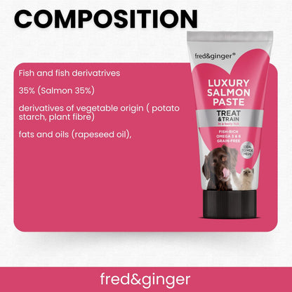 Salmon Paste for Dogs and Cats 75g [Pack of 3] Grain Free, Hypoallergenic Luxury Salmon Pate Ideal Training Aid, Medication Administering