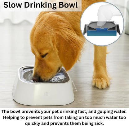 Slow Drinking Dog Water Bowl - Floating Lid To Prevent Choking and Vomiting No Spill Design for Messy Drinkers, Reduces Wet Floors, Ideal for Home and Travel