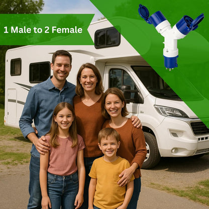 16A Caravan Hook Up Splitter Cable, 2 Way Electric Adapter for Caravan, Motorhome & Campervan, 16 Amp Camping Mains Power Splitter for Campsite Connection