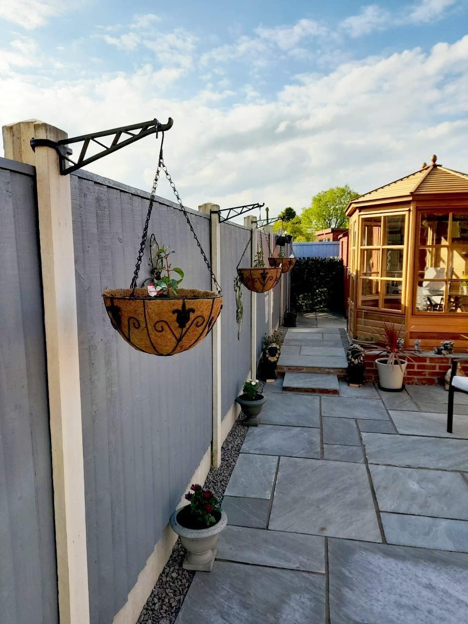 Hanging Basket Brackets for Concrete Fence Posts – No Drill Fence Post Hooks for Baskets, Bird Feeders & Lanterns