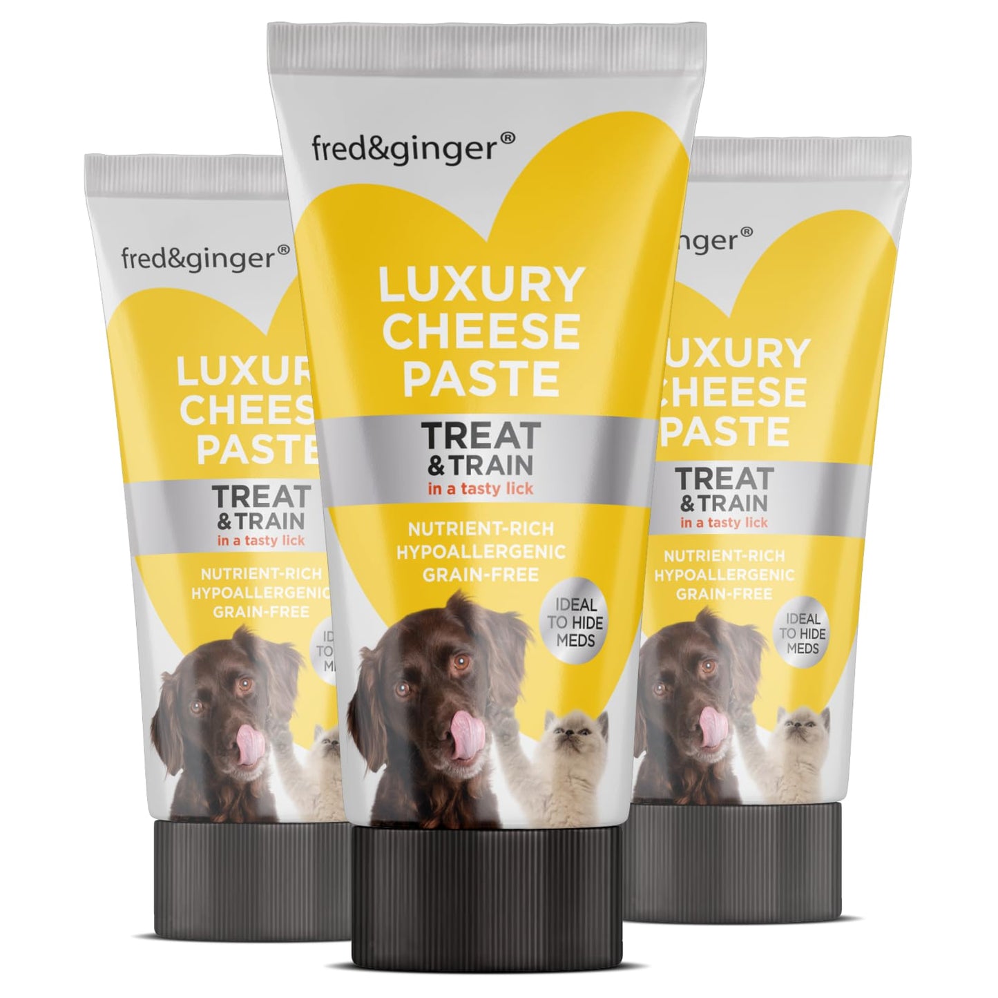 Cheese Paste Tube Treats for Dogs and Cats 75g (Pack of 6) Grain Free, Hypoallergenic Ideal Treat for Training, Walks, Recall, Medication & Rewarding Your Pet