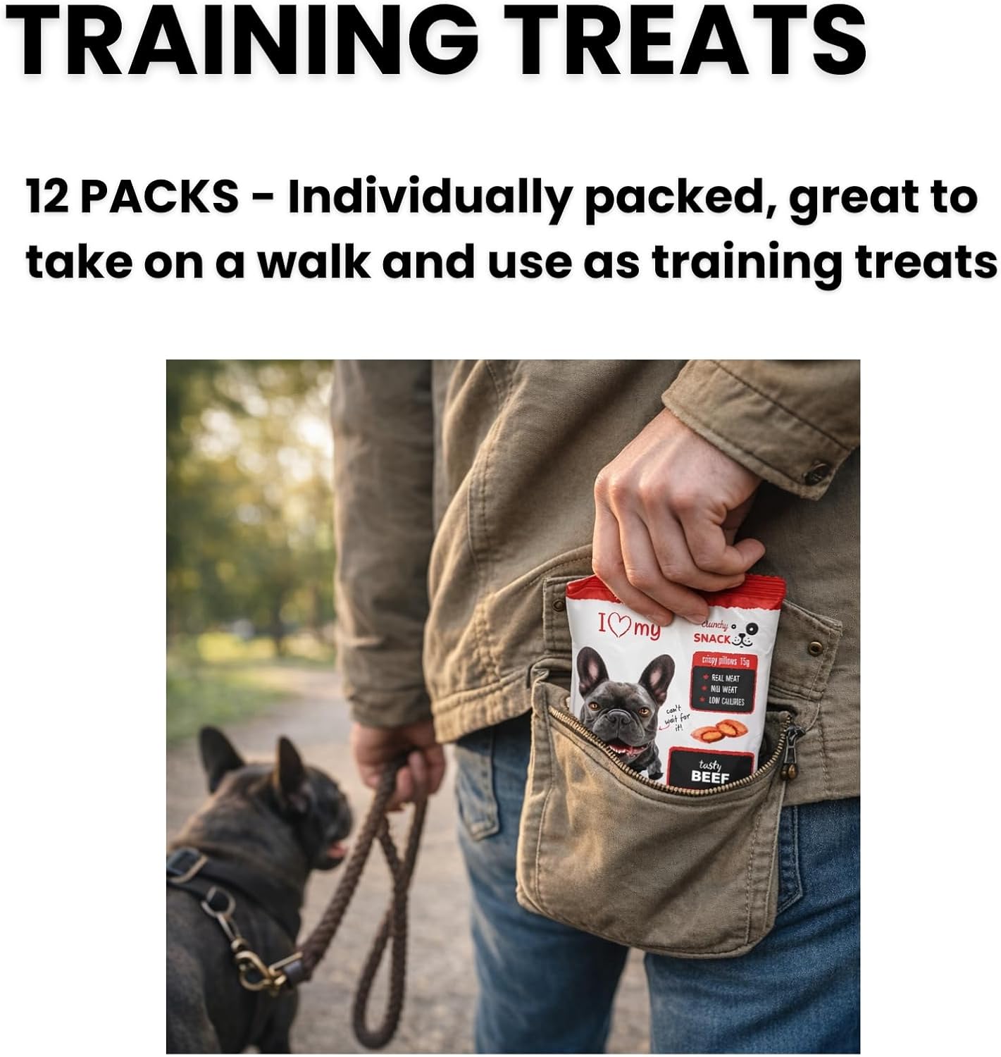 Dog Training Treats (12 x 30g Packs) Individually Packed Tasty Mini Dog Biscuits Chicken, Beef and Peanut Butter Flavoured Real Meat Treats