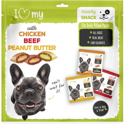 Dog Training Treats (12 x 30g Packs) Individually Packed Tasty Mini Dog Biscuits Chicken, Beef and Peanut Butter Flavoured Real Meat Treats