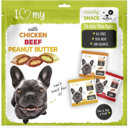 Dog Training Treats (12 x 30g Packs) Individually Packed Tasty Mini Dog Biscuits Chicken, Beef and Peanut Butter Flavoured Real Meat Treats