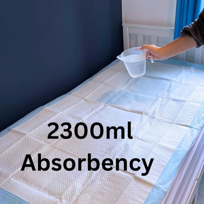 Extra Large Incontinence Bed Pads (20 Pack) 150cm x 80cm Super Absorbent Protector Full Size Bed Wee 2300 ml Single Bed Pad
