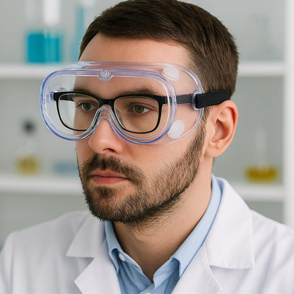 HowseHold Safety Goggles (Pack of 8) Anti Fog Protective Safety Glasses Chemical Splash Resistant Clear Eye Protection for Home Lab Workplace Comfortable Strap