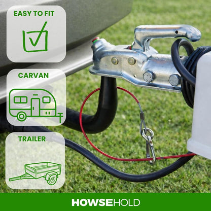 HowseHold Caravan Breakaway Cable - 1m x 3mm Heavy-Duty Trailer Breakaway Cable with Carabiner, Quick Fit Break Away Safety Cables, Quick Fit Emergency for Trailers and Caravan Accessories