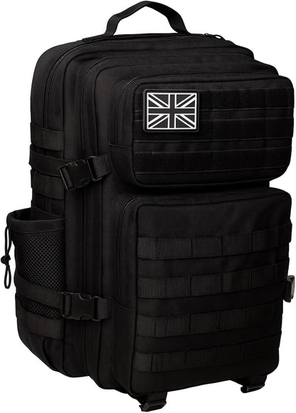 Military Tactical Backpack 45L Heavy-Duty Water-Resistant Rucksack with Webbing 6 Compartments & Padded Back Support Ideal for Hiking, Athletes, Gym, Travel, Sports, Camping & Everyday Carry