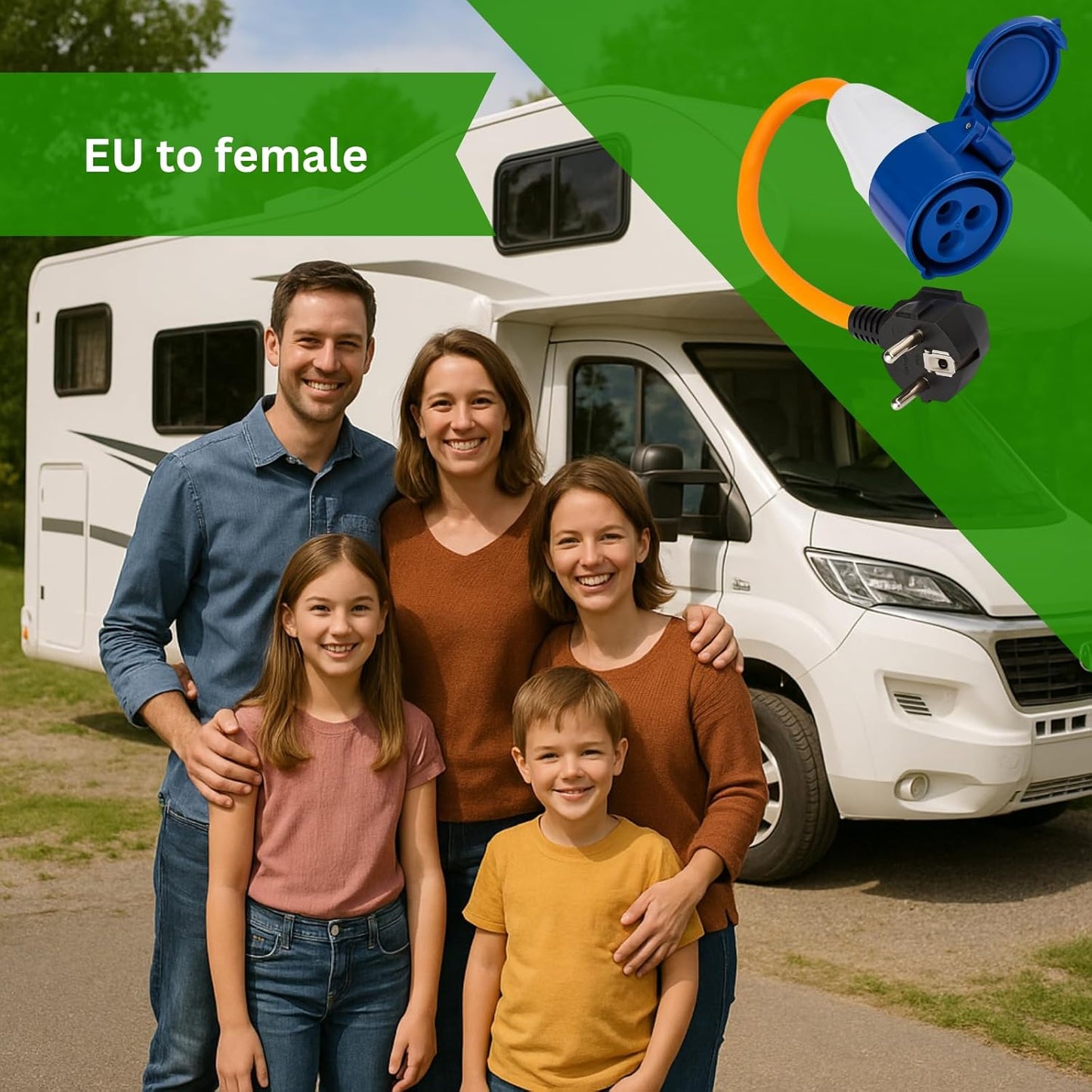 HowseHold European Hook Up Adapter 16 amp to 230v, 3 Pin to EU plug for camping Caravan Motorhome Mains to EU Plug